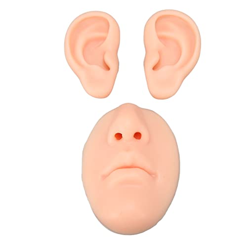 Siliconen oor Model Kit Inclusief 1PC neus en mond model en 1 paar oor Model, Display Prop Lestool voor Piercing praktijk (lichte huid kleur)