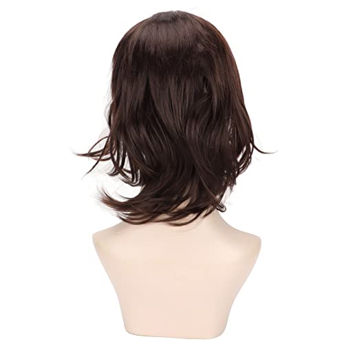 Mannen pruik, mannen cosplay pruik, korte bruine rechte ademend binnenste Mesh Zachte Fluffy Deformatie Resistant Mannelijke pruik 3