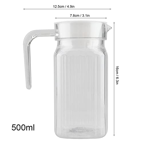 Serveergoed, kleine glazen kan Acryl Transparante Juice Bottle Striped Water Ice Cold Juice Jug met deksel voor Bar Home (500ML) 5