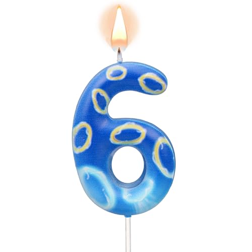 Nummerkaars, blauwe verjaardag Kaars Anime thema verjaardag Kaarsen Cartoon Kaarsen Cake Topper voor jongens thema verjaardag decoratie (nummer 6)