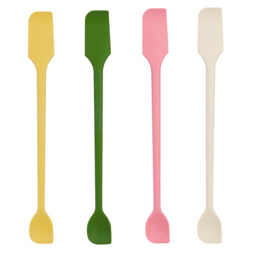 4 st. Set van Mini Siliconen Spatula's, Dubbelzijdig Multifunctioneel Kleine Keuken Scraper Lange Lepel Herbruikbare Stirling Rod voor Jam Cake Cream Butter Glaze Lotion (4 kleuren)