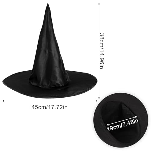 Heksenhoed voor Kinderen, Cosplay Tovenaarshoed Decoratie Halloween Heksenhoeden Tovenaarskostuum Accessoires voor Halloweenfeest (Zwart)