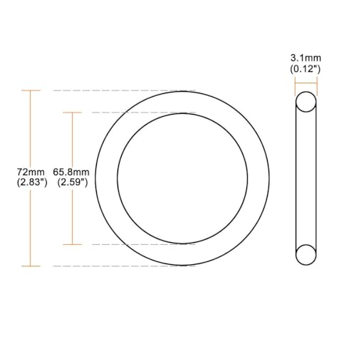 10St Nitrilrubber O-Ringen, 72mm Buitendiameter 65,8mm Binnendiameter 3.1mm Breedte Metrische Afdichtingsring, Rubberen Ringen O-Ringen Afstandhouders voor Kraan Loodgieterswerk Auto