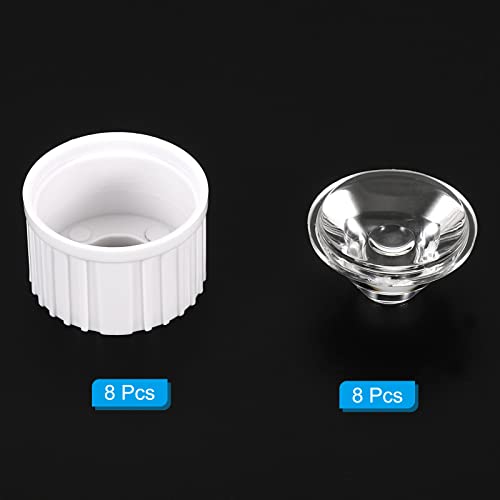 20mm LED-lenzen 60 graden met kunststof houder, 8 Set Acryl optische lenzen voor 1W 3W High Power LED-licht, wit/transparant 3