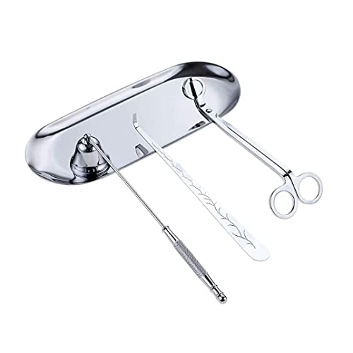 Zee 4-Piece Accessoire Set voor Kaarsen, Trimmer voor Wick, Lepel, Kaarsenblusapparaat en Platen voor Fuse (Zilver) 3