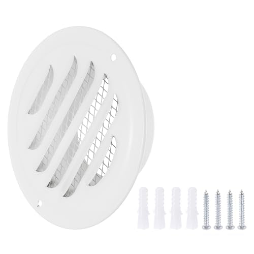 3 inch ronde ventilatierooster, roestvrijstalen inlegwand uitgang grill scherm mesh kanaal sofit ventilatie met schroeven voor ventilatie, wit