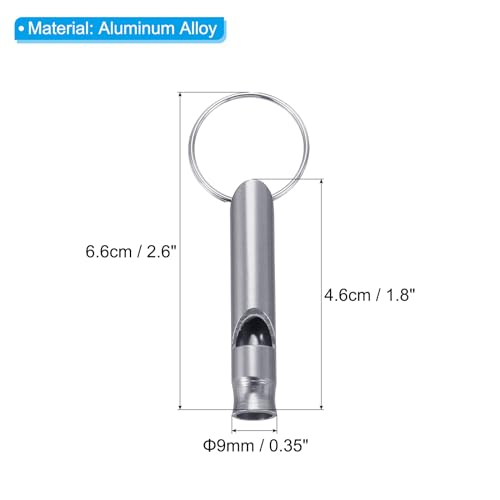 Noodsignaal Whistle, 6 stuks Luid geluid Aluminium sleutelhanger Whistles Outdoor Safety Survival Whistle for Boating Camping Wandelen, Zilver