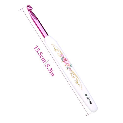 Haak haak set aluminium breinaalden met zachte bloemen print plastic handvat garen weefgereedschap 8 stuks Groot