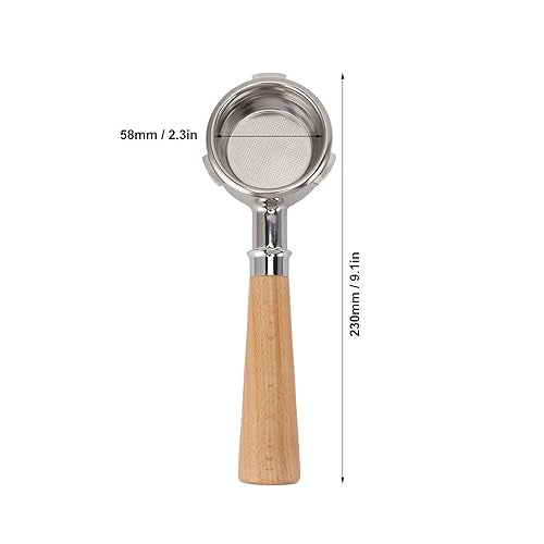 58mm Bodemloze Koffie Filter houder, Beker Filter mand Portafilte, 3 oor roestvrij staal Koffie Filter houder Solid Wood Handvat voor Barsetto Koffiezetapparaat (A2 Beukenkleur) Delen van huis 3