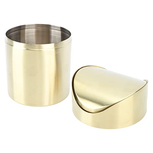 Desktop prullenbak kan 304 Roestvrij stalen vingerafdruk Proof Compact Space Saving Mini Countertop prullenbak voor Office Gold 4