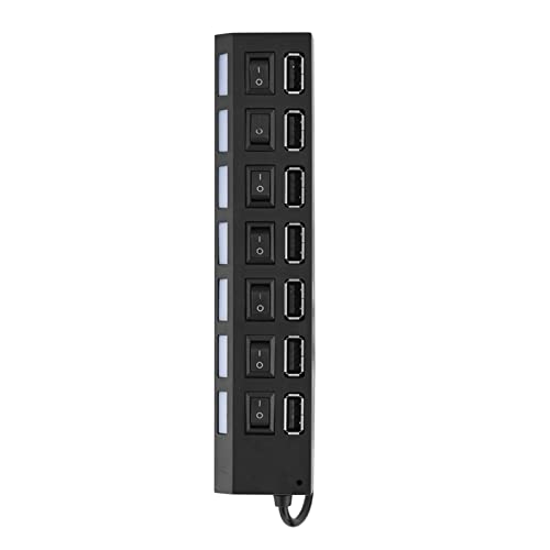 Hoge snelheid 480Mbps 7-Port USB 2.0 Hub, Multi-Port USB Hub Splitter zonder conflicten Plug & Play, Onafhankelijke Switches, Multi-Protection Geschikt voor Muis 4