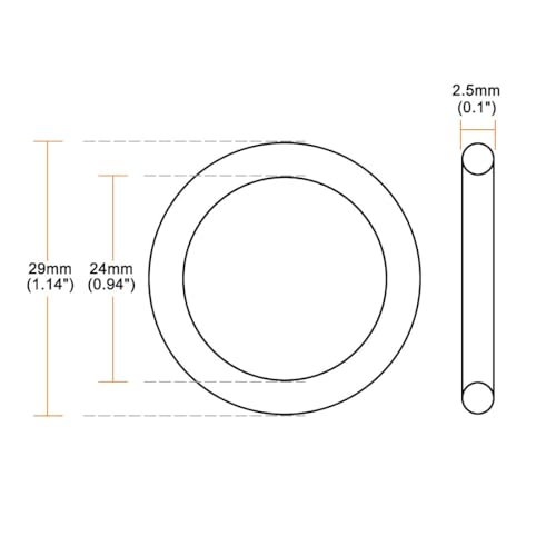 Verpakking van 10 Nitril Rubber O-ringen, 29mm Buitendiameter, 24mm Binnendiameter, 2.5mm Breed, Rubber Wagers, Spacers, O-ringen, Seal Kit, Metrisch zegel