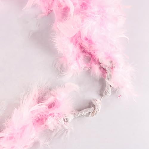 Sea Pink Feather Boa, 78,7 inch lang verenboa, geschikt voor dansen, bruiloft, feest, cosplay, Halloween, met hartachtige zonnebril in dezelfde kleur