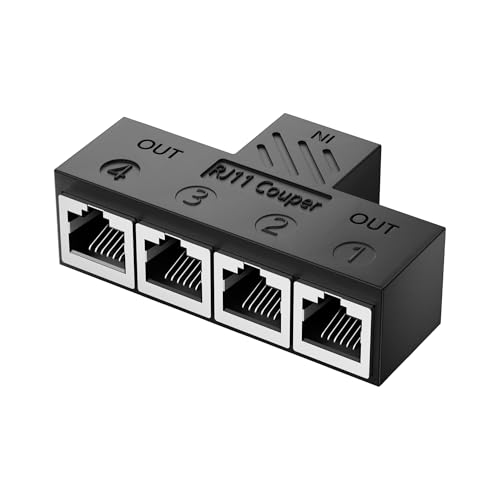 RJ11 koppeling RJ11 vrouw tot 4 vrouw 6P6C Telefoon inline koppeling telefoon uitbreiding adapter voor vaste fax machine (1 tot 4)