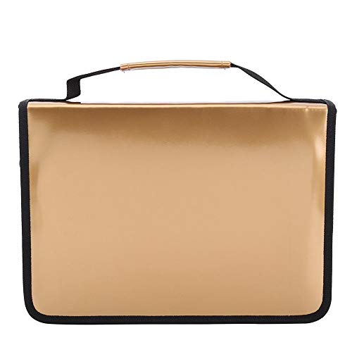 150 Compartiments grote capaciteit PU leren vouw behuizing met draaghandvat, Goud, modern