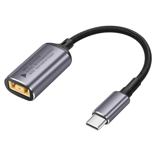 PD 140W Slim Tip naar USB C Kabel Vierkante vrouwelijke invoer naar type C Man Power Kabel met PD Automatic Identification Chip, voor telefoons, tabletten, laptops (Square)