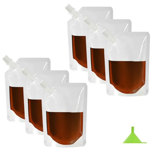 6 Stuks Drinktassen voor Festivals, Navulbare Drinkzakken, Duidelijke Plastic Flessen voor Reizen, Herbruikbare Leakproof Reizen Drinktassen, Picknick Camping Party Halloween Warm