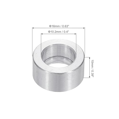 M10 Aluminium Spacers, 12Pcs Metaal Spacers Aluminium 10,2mm ID x 16mm OD x 10mm l voor 3/8 of M10 Schroefbouten