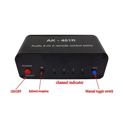 1 in 4 uit DC 12V Stereo Audio Switch Input Signal Source Switcher Selector Splitter Box met Remote Volume Controller 3