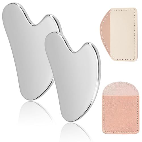 Guasha Gua Sha Tool Set van 2 roestvrij staal Guasha voor gezicht upgrade metaal Gua Sha Slanker gezicht Jaw Line Sculptor Gua Sha Massage Tools voor gezicht ogen