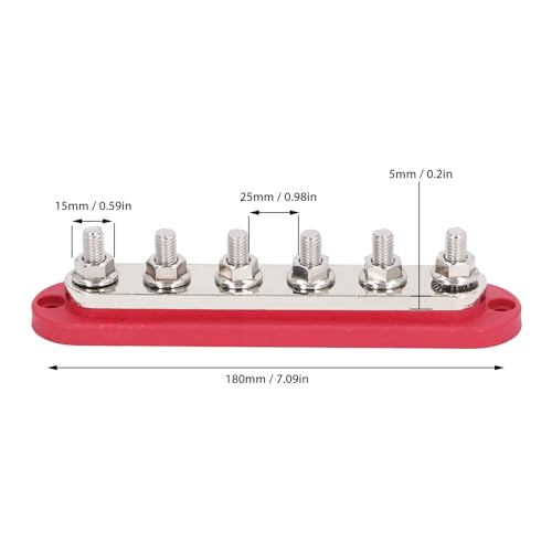 2 stuks M8 300A Bus Bar Messing Platen Roestvrij stalen Terminals Stroomdistributie Blok voor Auto's Auto's Boten Schepen 3