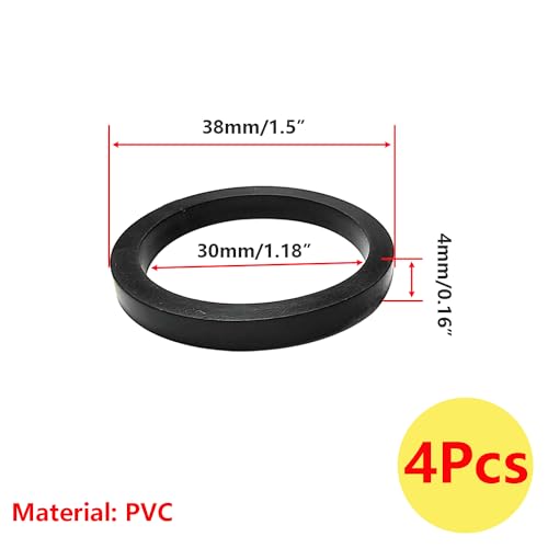 Verpakking van 4 zegels, rubberen ringen voor overloopslangen en overloopslangen (ASIN B07CXL7HDN, B09YHLCSVS), OD 38mm, ID 30mm