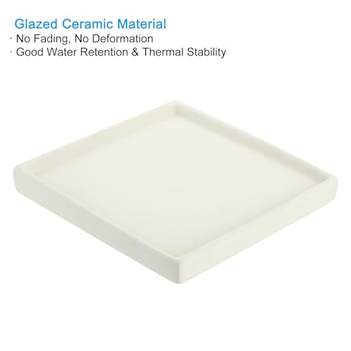 Plant Pot Saucers 6.7", Ceramic Square Flower Drip Tray voor binnen, Beige 3