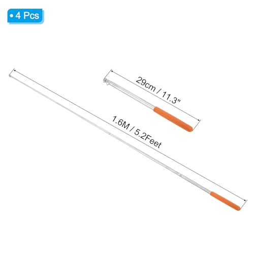 1.6M/5.2Feet Telescopische handheld vlaggenstokken, 4Sc Intrekbare leraren Pointer Stick Banner vlag Pool voor gids Onderwijs Oranje