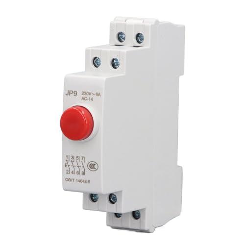 JP9 Drukknopschakelaar 230V AC 2NO 2NC, DIN Rail Mount (rood)