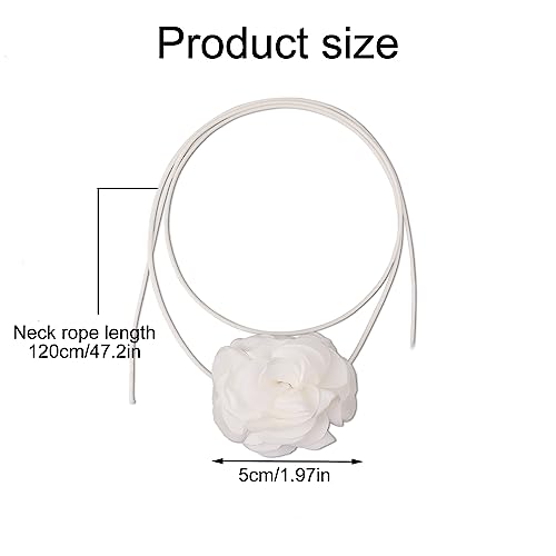 Vintage Floral Choker, Boho Bloem Ketting Verstelbare Stof Rose Ketting voor vrouwen meisjes bruid bruid bruiloft verjaardag, Crystal