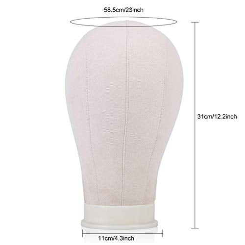 Wig Display Canvas Head, Pruiken Model Making Mannequin Hoofd med justerbar klämma för visning av peruk, mössa, hatt eller annan huvuddekorationsprodukt (23 tum) 3