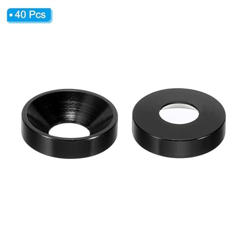M4 Fresh Washer met verzonken kop, 40 stuks geanodiseerde aluminiumlegering voor mechanische accessoires, DIY Model Onderdelen, Zwart 3