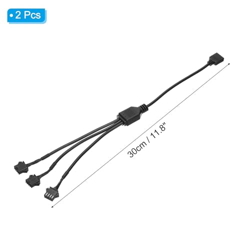 12V 4 Pin Splitter Kabel, 2st PWM Fans, RGB Stroomkabel met 1 tot 3 ARGB SM Vrouwelijke verlengplug voor computerchassis moederbord, zwart