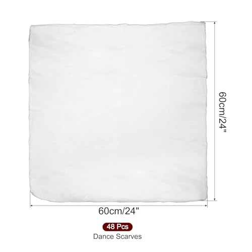Danssjaals, 48 stuks vierkant jongleren sjaals 61 bij 50 cm, Music Movement Sjaals voor Performance Props Accessoires voor het spelen Magic jongleren wit