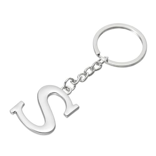 Eerste brief sleutelhanger, brief S sleutelhanger DIY hanger sleutelhanger tas rugzak decor voor mannen vrouwen partij geschenken gunsten, zilver, zilver 3