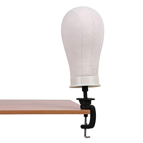 Wig Display Canvas Head, Pruiken Model Making Mannequin Hoofd med justerbar klämma för visning av peruk, mössa, hatt eller annan huvuddekorationsprodukt (23 tum) 5