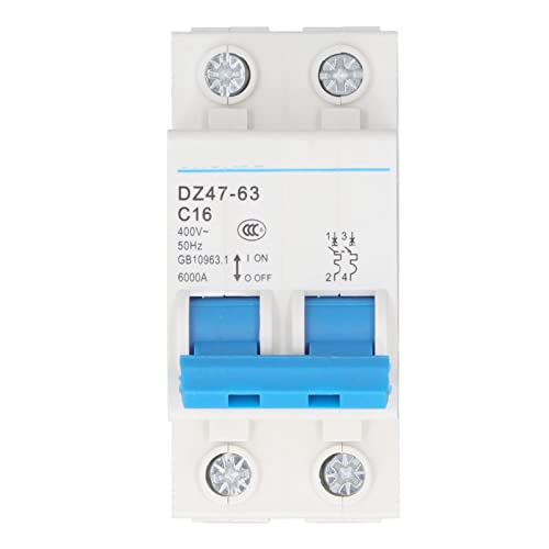 16A Miniature Circuit Breaker DZ47-63 Module 2P Circuit Breaker Resterende stroomonderbreker DIN Spoor montage 400V C16 voor thuis 3