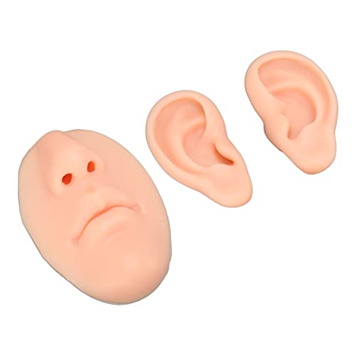Siliconen oor Model Kit Inclusief 1PC neus en mond model en 1 paar oor Model, Display Prop Lestool voor Piercing praktijk (lichte huid kleur) 3