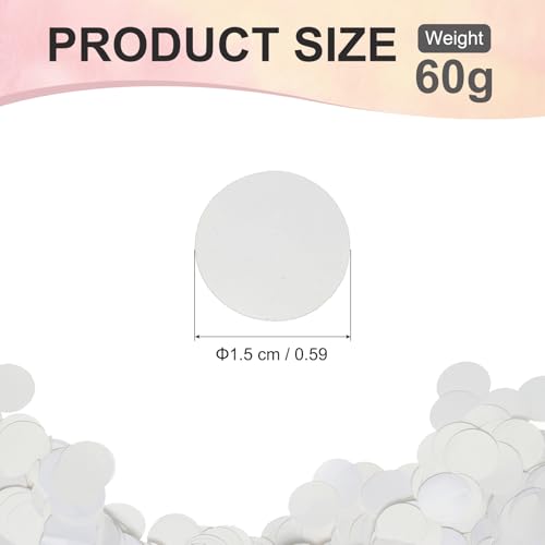 Ronde weefselpapier Confetti 0,59" , Tafelconfetti cirkel Dots voor bruiloft verjaardag feest ballon decoraties (60g), wit