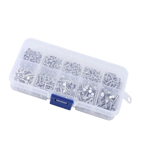 Solid Flat Head Rivets, 500 stuks Aluminium Flat Head Solid Rivets met Rivet Box M2 3mm-18mm Lengte Solid Rivets 3