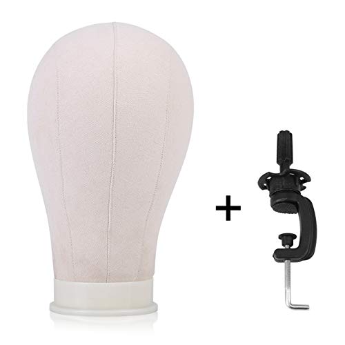 Wig Display Canvas Head, Pruiken Model Making Mannequin Hoofd med justerbar klämma för visning av peruk, mössa, hatt eller annan huvuddekorationsprodukt (23 tum) 4