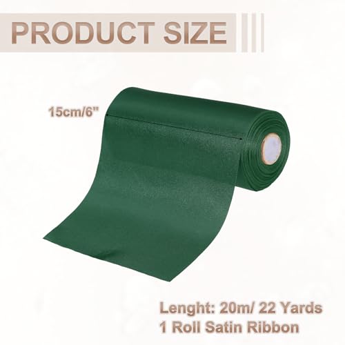 Satin Ribbon Roll 15,5 cm x 20 m, Cadeauverpakking Ribbon voor het snijden Ceremony Set, Grote Opening, Auto Arch Stoel, DIY Naaien, Ambachten, Bruiloft Decoratie, Donker Groen