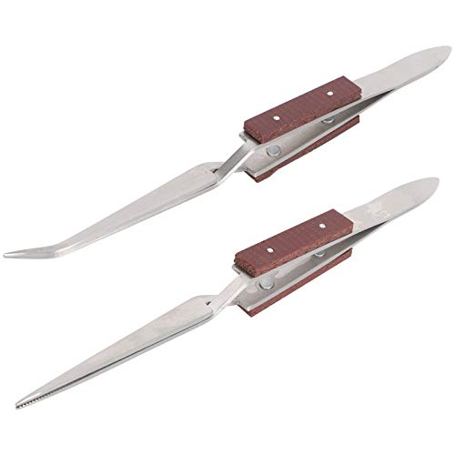 Omgekeerd Ross Fiber Grip Set vergrendeling met metalen handgrepen Algemeen Craft Tools Kruis Lockhand Tools, 2 Pieces Slot Tweezers Vaste sieraden Solderen Pointed