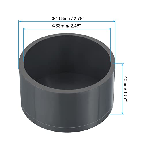 63mm UPVC Pipe End Cap passen, Meubilair Kwaliteit Plug Koppelen Socket voor DIY, Tuin, Grijs