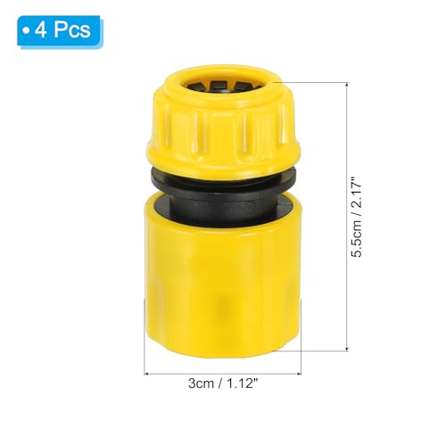 1/2" slang Reparatie Connector Extender, 4Pcs Plastic tuinslang Reparatie Waterslang Connectoren Leakproof Design, lichtgeel