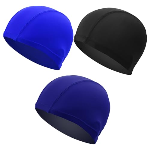 3 stuks Elastische Zwemcaps, Zwemmen Stretchy Non Slip Zwemcap Unisex Zwemcaps Lichtgewicht Zwemcaps Waterdichte Elastische Zwemcaps voor lange en korte haar kinderen Zwemmen