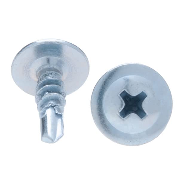 4.2mm X 13mm Flange Head Phillips Zelfboren Schroeven, Modified Truss Head Gegalvaniseerde stalen schroeven, Fine Thread, Pan Head Pozi Schroeven voor plaatstaal, Plasterboard en hout (50 st.) 4