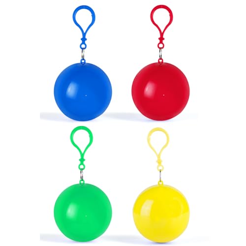 Poncho Ball regen perimeter, wegwerpbare nood regenjassen Portable Hook regenjas bal voor buiten activiteiten, 4 per set, geel