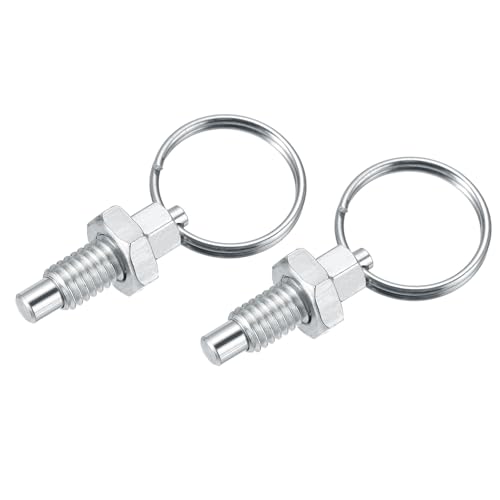 Veerploppers met trekring, M6 x 1 roestvrij staal, trekring, indexerende longer, intrekbare veerhandplunjer voor mallen, kast, industriële installaties, 2 stuks