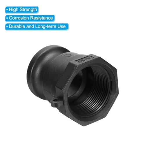 Poly Cam Lock Fittings, 2 stuks Part One 1,5 Inch Man Adapter x 1,5 Inch Vrouwelijke NPT Thread Cam Groove Slang Fittings Polypropylene Cam Lock Fittings, Zwart 4